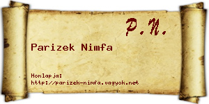 Parizek Nimfa névjegykártya